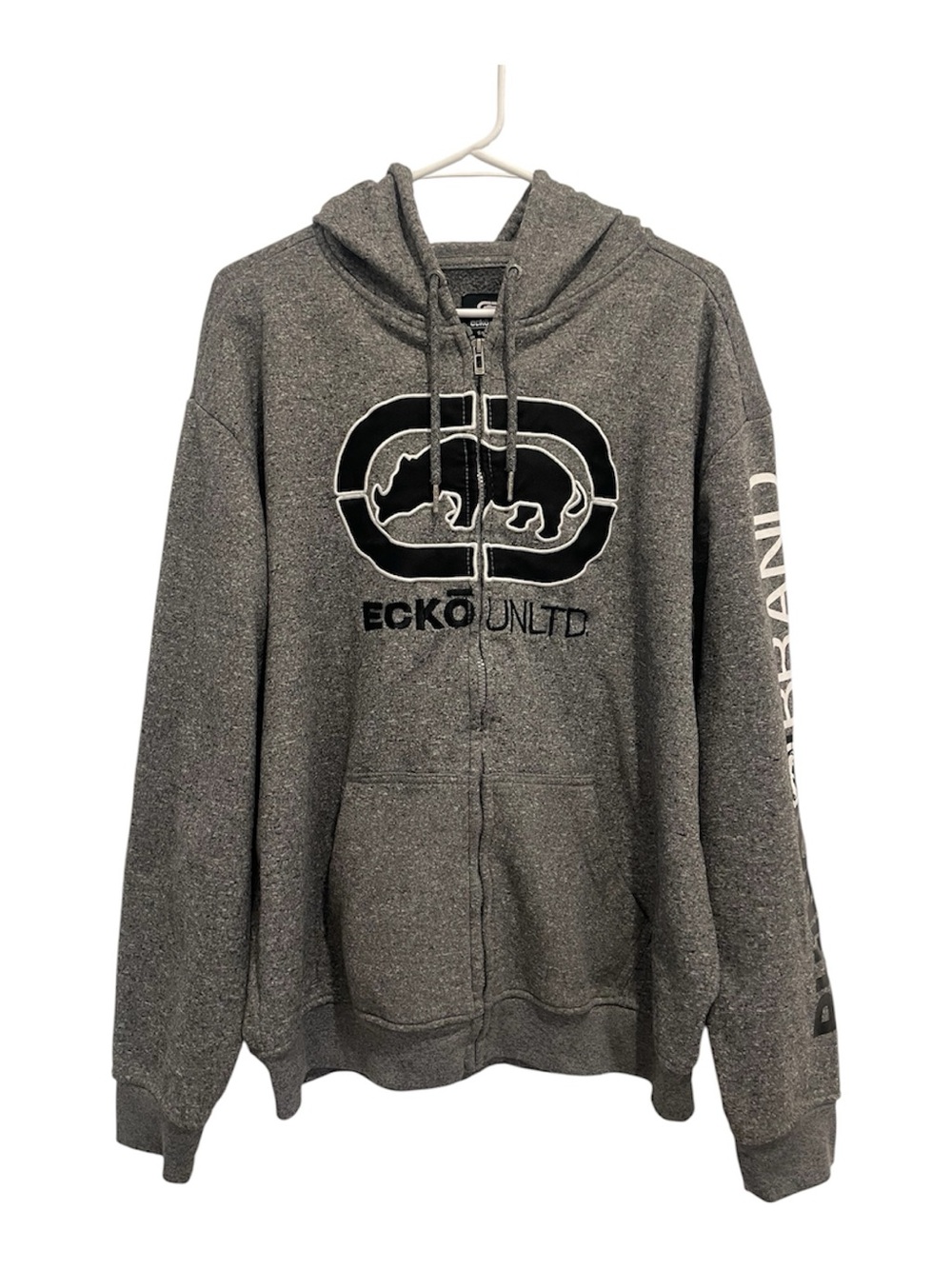 Ecko Unlimited Men's Gray Zip-Up Hoodie Sweater